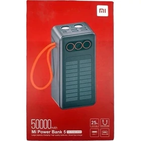 پاوربانک 25 وات شیائومی مدل PB5025SZM ظرفیت 50000 میلی آمپر به همراه پنل خورشیدی
